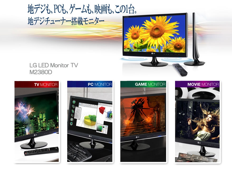 テレビ LG 23インチ モニタ M2380D-WM TV チューナー付 端子多