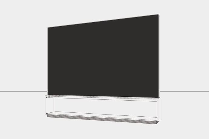 製品全体の寸法を示すLG SIGNATURE 8K有機ELテレビ ZXのインフォグラフィック画像