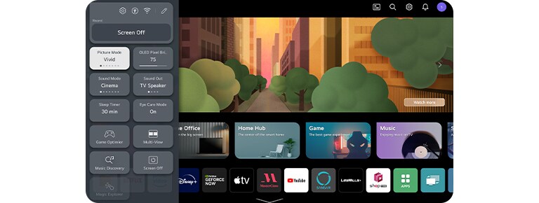 LG OLED の UX とアクセシビリティ機能を画面左側に開いた画像です。
