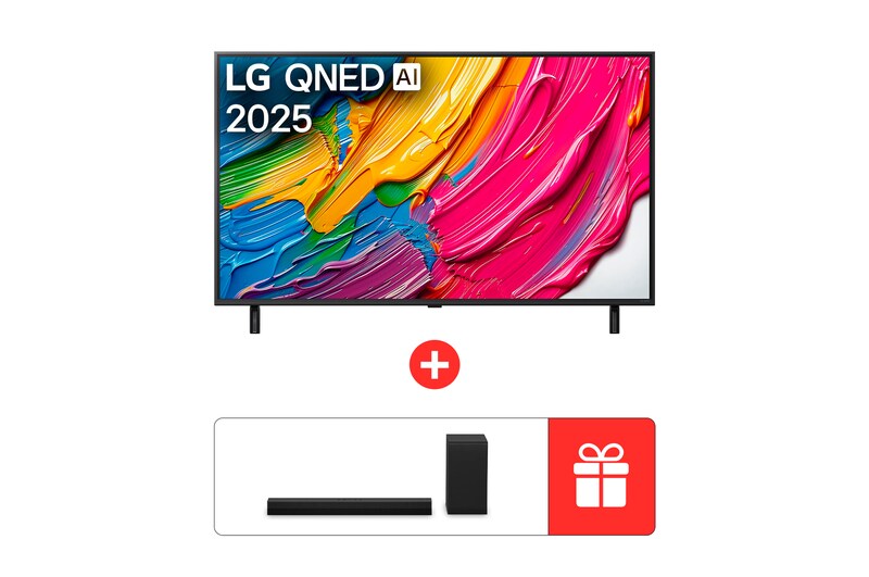 LG 50-дюймовый телевизор Smart TV LG QNED AI QNED80 4K 2025 года + Саундбар LG S40T, 50QNED80A6A.S40T