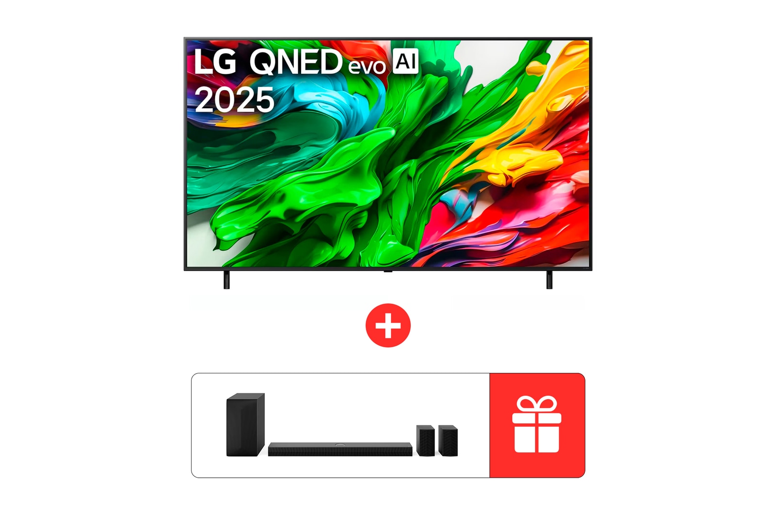 Вид 75-дюймовый LG QNED evo AI QNED86 4K Телевизор Smart TV 2025&#43;Звуковая панель S70TR LG для домашнего кинотеатра с поддержкой технологии Dolby Atmos, 5.1.1-канальным звуком и задними динамиками 75QNED86A6A.S70TR спереди