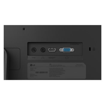 Крупный план задних портов монитора LG FHD, включая HDMI 2.2, выход для наушников и разъем питания.