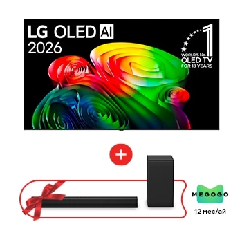Front view of 48-дюймовый телевизор Smart TV LG OLED AI B6 4K 2026 + Саундбар S30A OLED48B6RLA.S30A