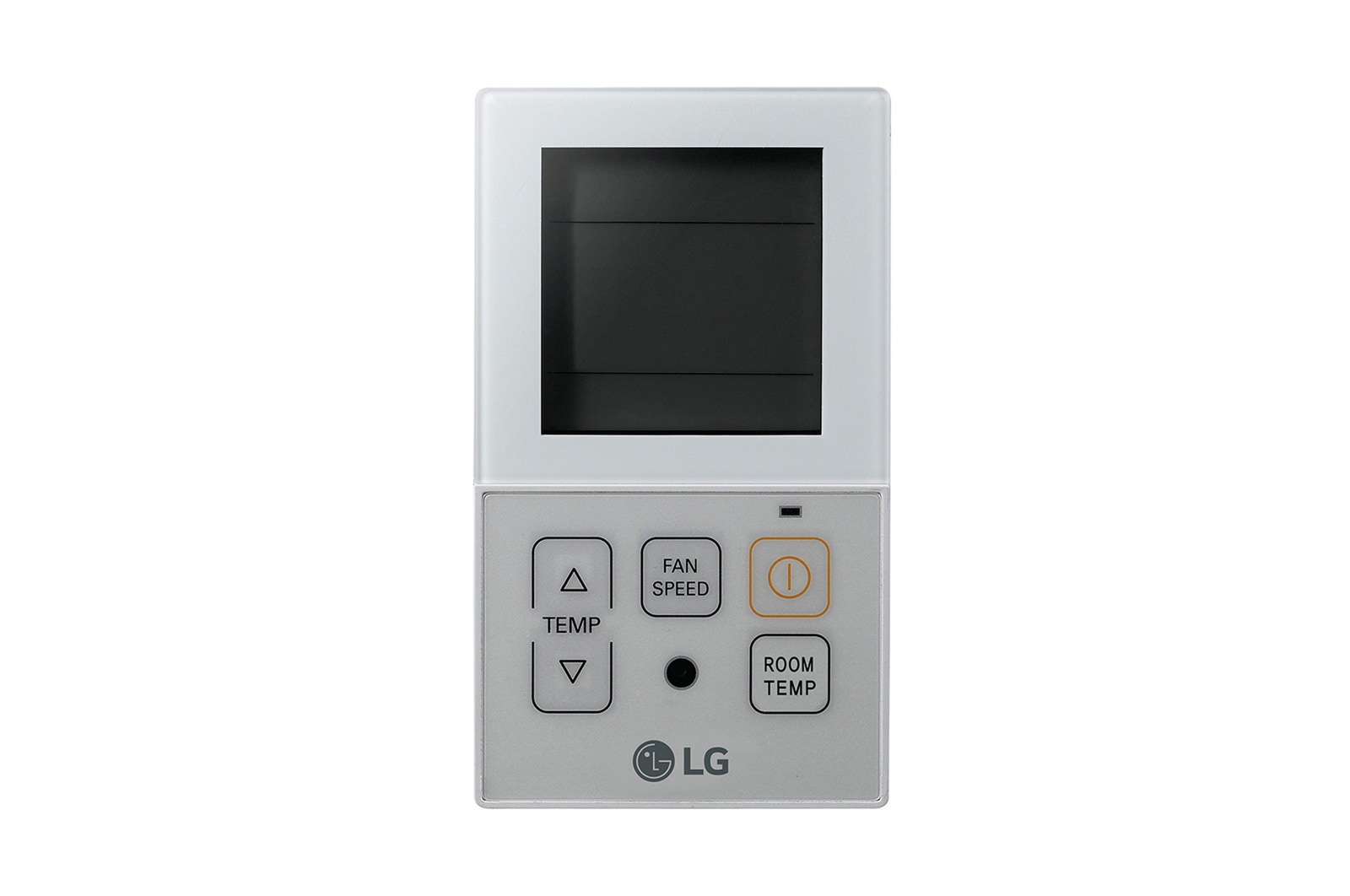 Individual Controller PQRCVCL0QW имеет экран наверху, а кнопки для температуры, питания, скорости вентилятора и температуры комнаты расположены внизу экрана.
