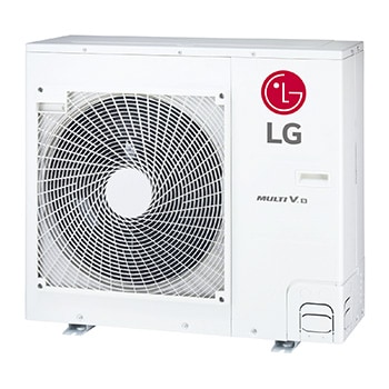Наружный блок MULTI V S ZRUN030GSS0 от LG, 3HP. Он отличается длинной прямоугольной формой и оснащен большим встроенными поддоном.
