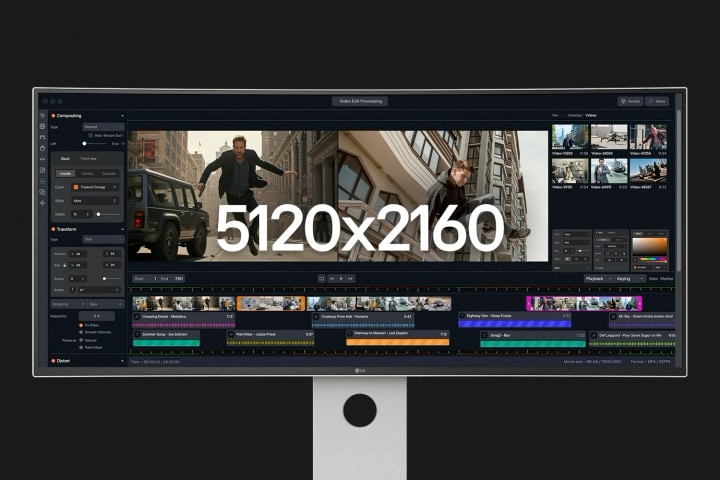 В видеоролике демонстрируется ширина дисплея 5K2K в сравнении с размером экрана 4K UHD.