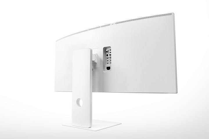 Вид монитора UltraFine сзади на белом фоне