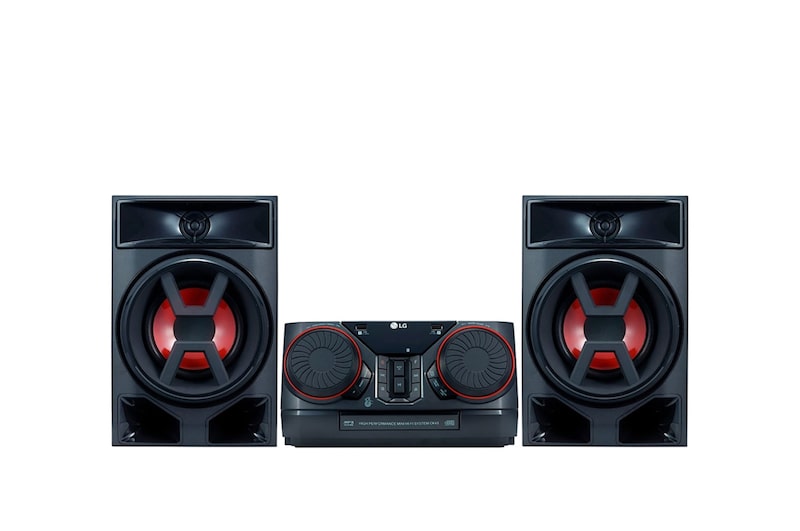 Front view of LG XBOOM CK43, 300 Вт, Функция Караоке, Подсветка, Синхронизация звука с ТВ CK43