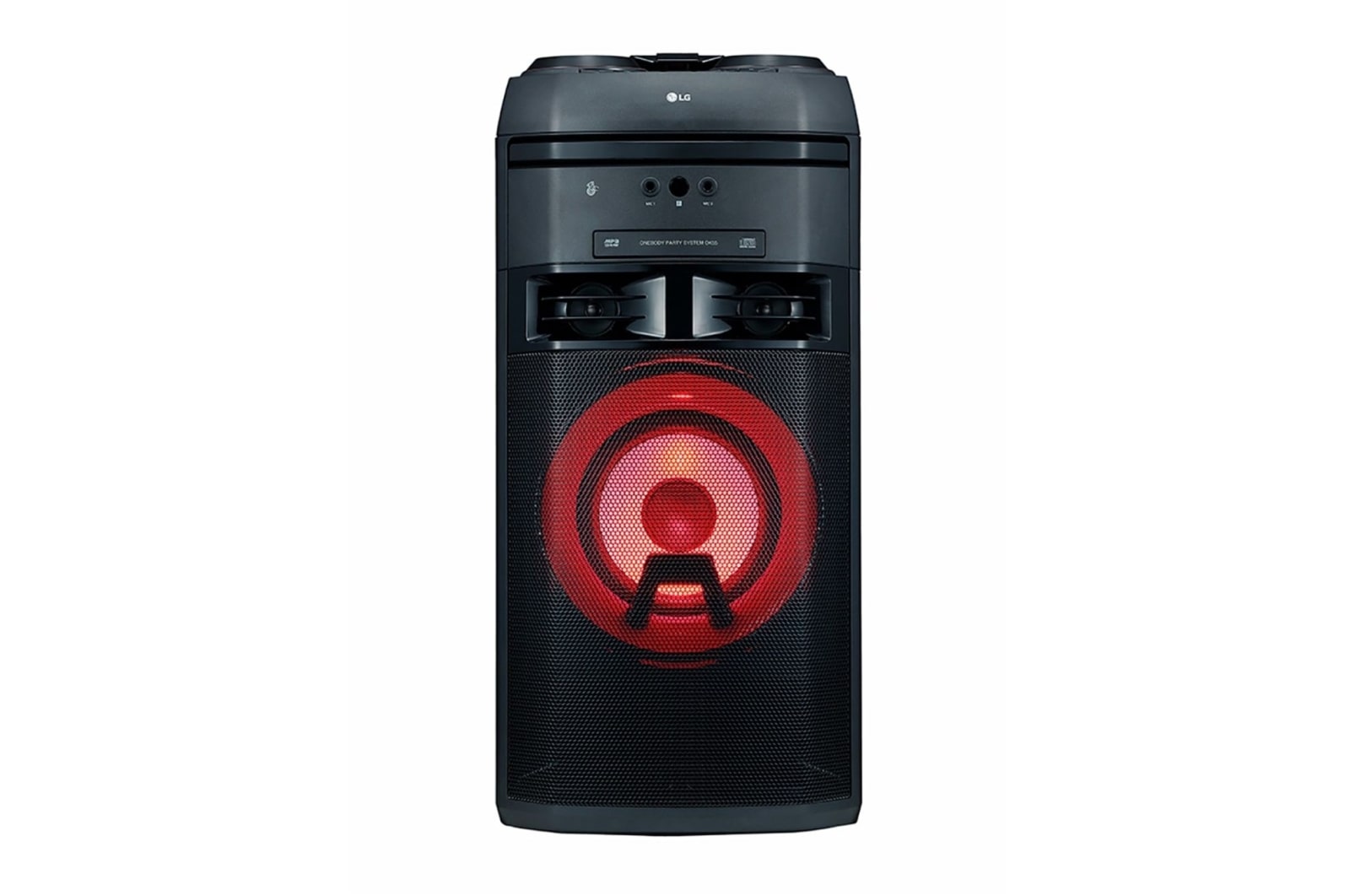 Вид LG XBOOM OK65, 500 Вт, Эффект Вокала, Подсветка, Функций DJ OK65 спереди