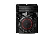 Вид LG XBOOM, караоке, диск с 2000 песнями и микрофоном в комплекте ON44DK спереди