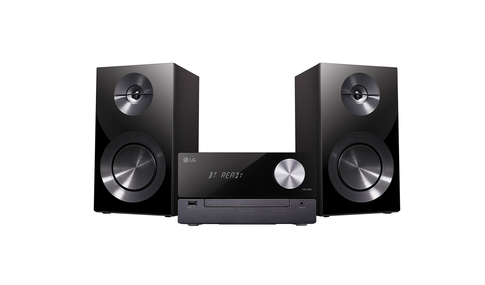 Вид LG XBOOM | Микросистема CD мощностью 100 Вт c USB и Bluetooth, 100 Вт, Подключение нескольких устройств, Синхронизация звука с ТВ CM2460 спереди