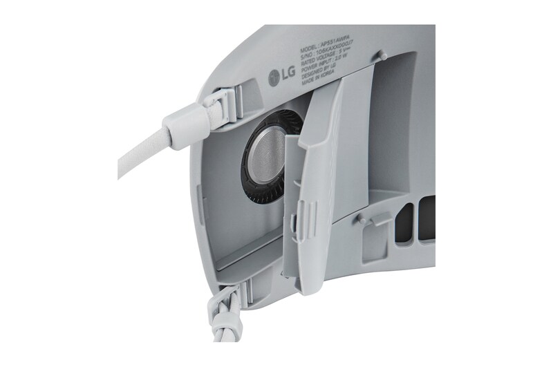 LG PuriCare™ маска с функцией очистителя воздуха, HEPA фильтр, DUAL fan, Датчик дыхания, Voice On, Bluetooth, AP551AWFA