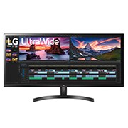 Вид Монитор LG, LED, 34&#34;(86.36 см), UWQHD 3440x1440, 60Гц, IPS, UWHD 2560x1080, 75Гц, IPS, UltraWide экрана 21:9, Интерфейс OnScreen Control, Стойка в форме дуги 34WK500-P спереди