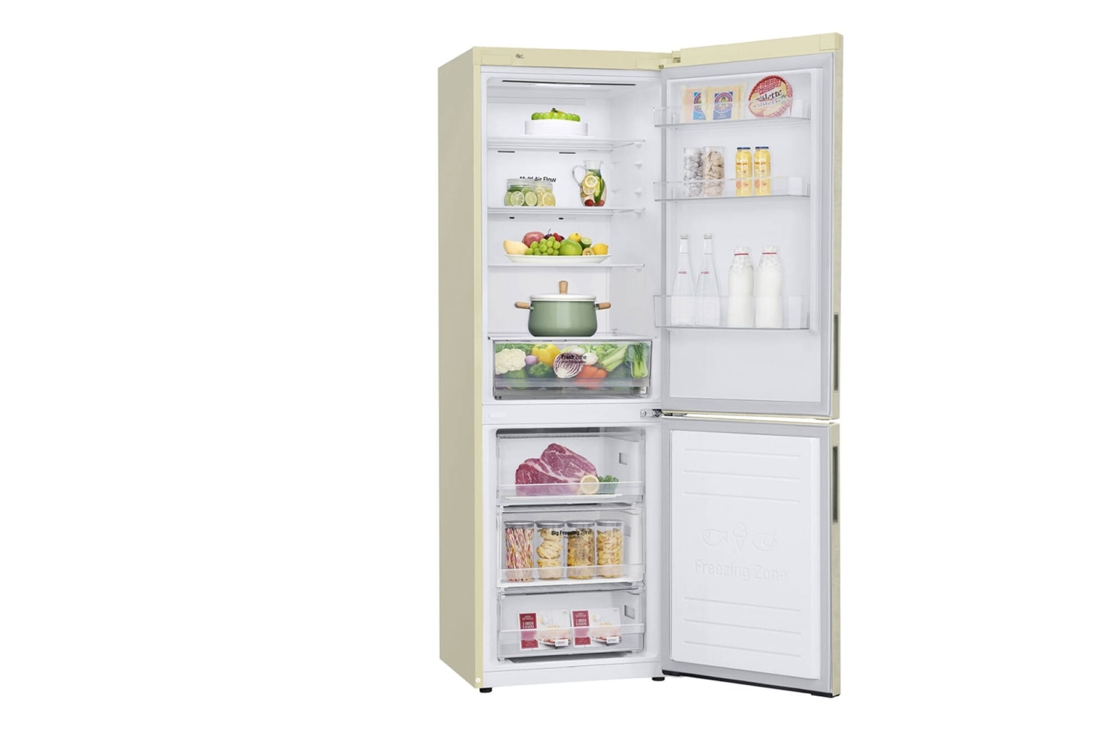 LG 341 л, Холодильник LG DoorCooling+ с нижней морозильной камерой, Смарт Инверторный компрессор, GA-B459CEWL