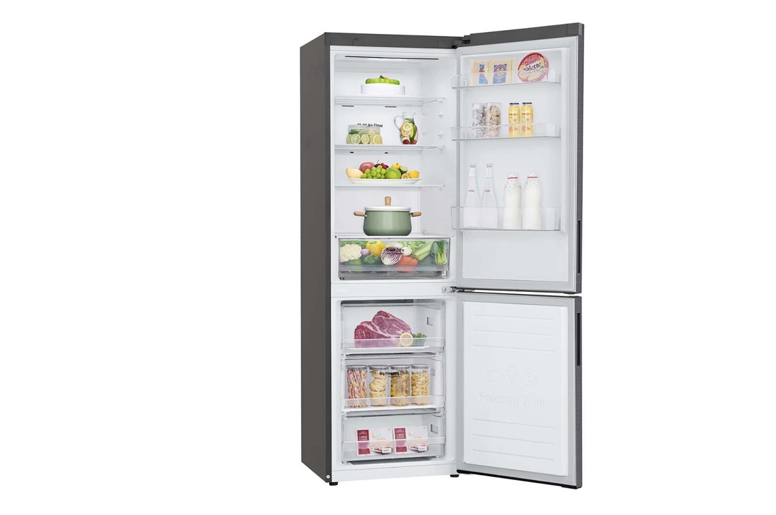 LG 341 л, Холодильник LG DoorCooling+ с нижней морозильной камерой, Смарт Инверторный компрессор, GA-B459CLWL