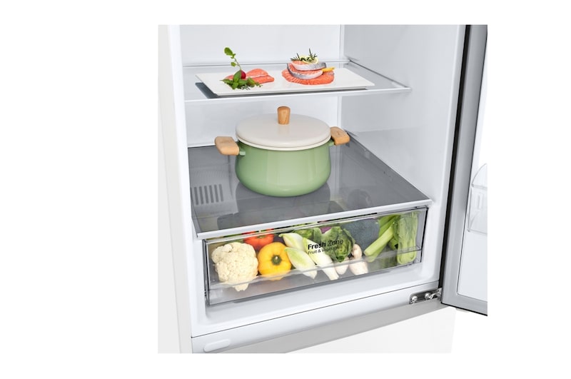 LG 341 л, Холодильник LG DoorCooling+ с нижней морозильной камерой, Смарт Инверторный компрессор, GA-B459CQWL