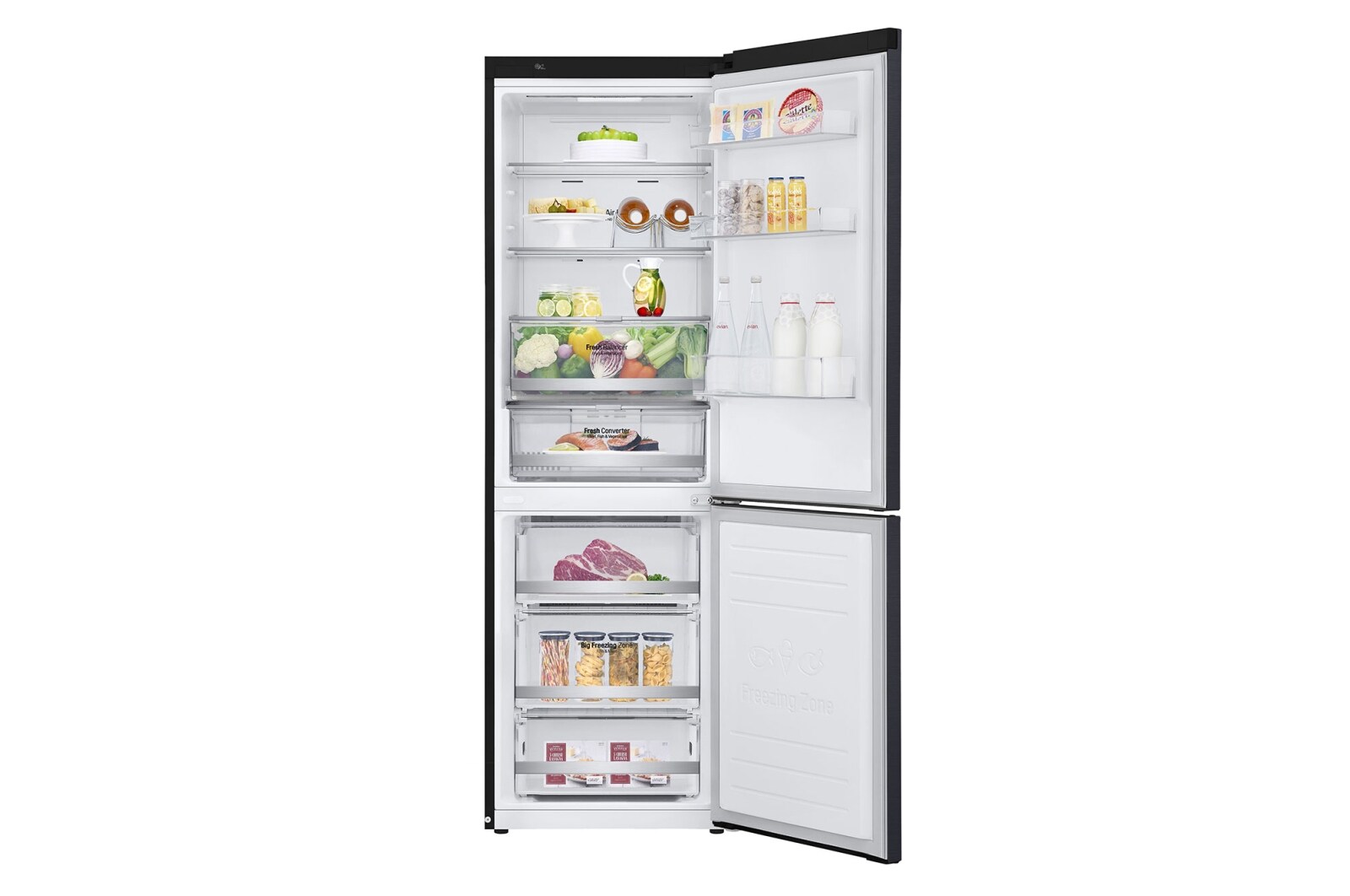 LG 341 л, Холодильник LG DoorCooling+ с нижней морозильной камерой, Инверторный Линейный компрессор, GA-B459SBDZ