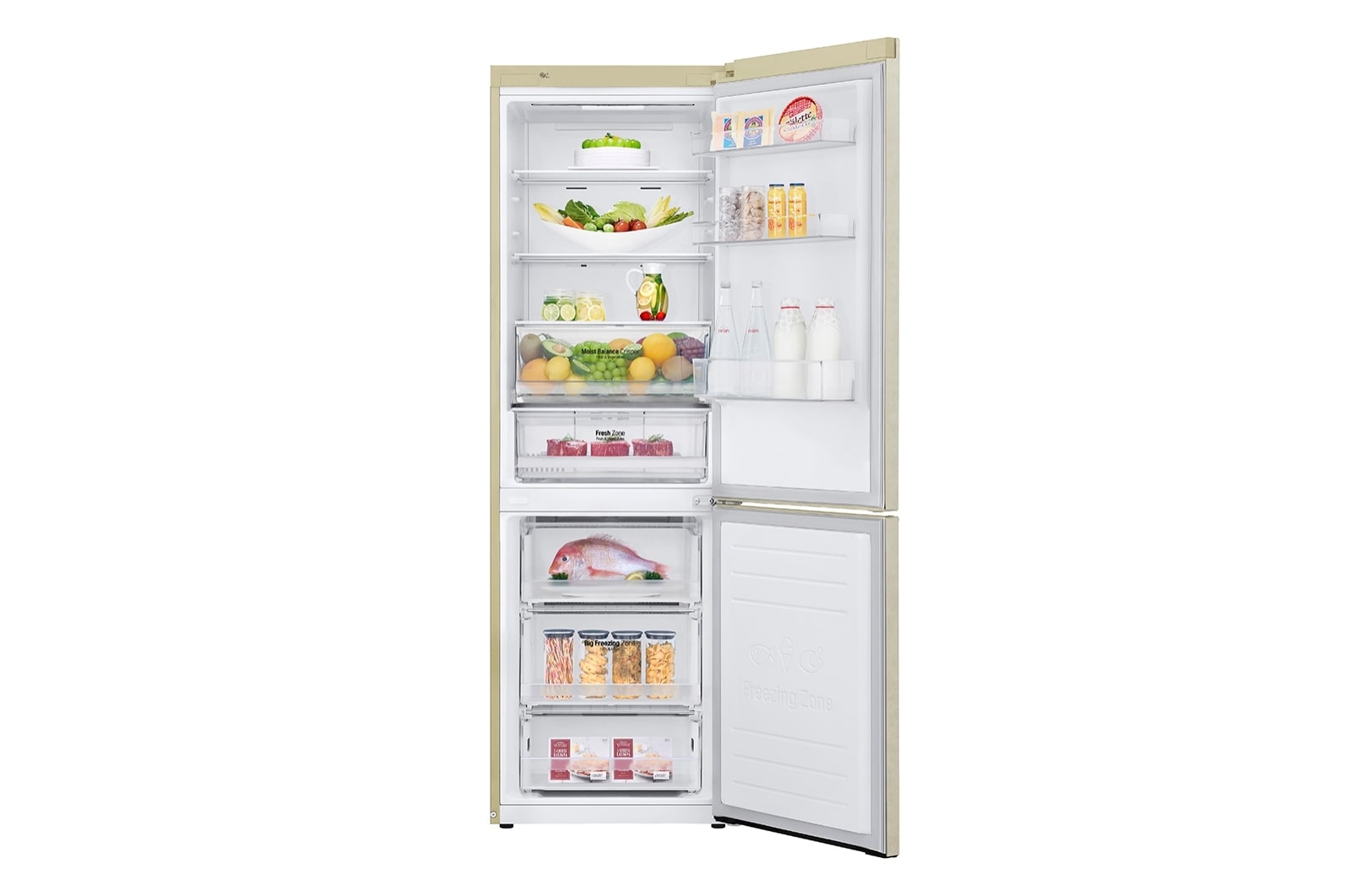 LG 341 л, Холодильник LG DoorCooling+ с нижней морозильной камерой, Инверторный Линейный компрессор, GA-B459SEHZ
