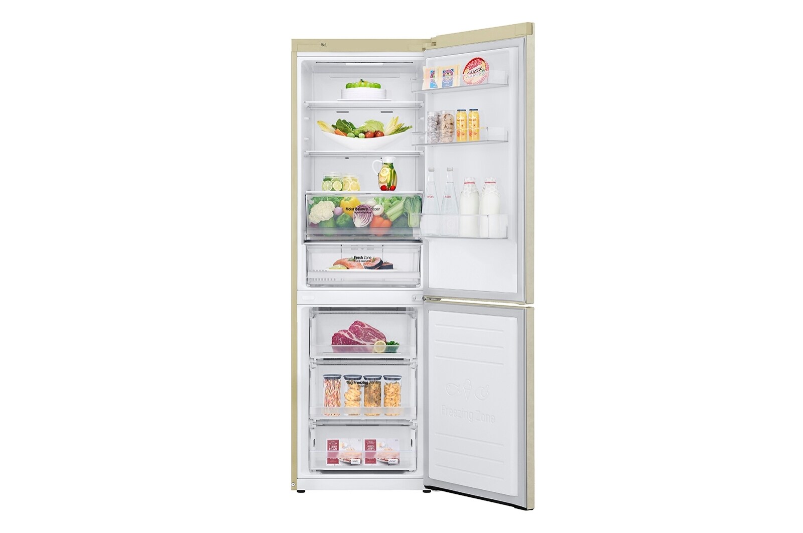 LG 341 л, Холодильник LG DoorCooling+ с нижней морозильной камерой, Инверторный Линейный компрессор, GA-B459SEHZ