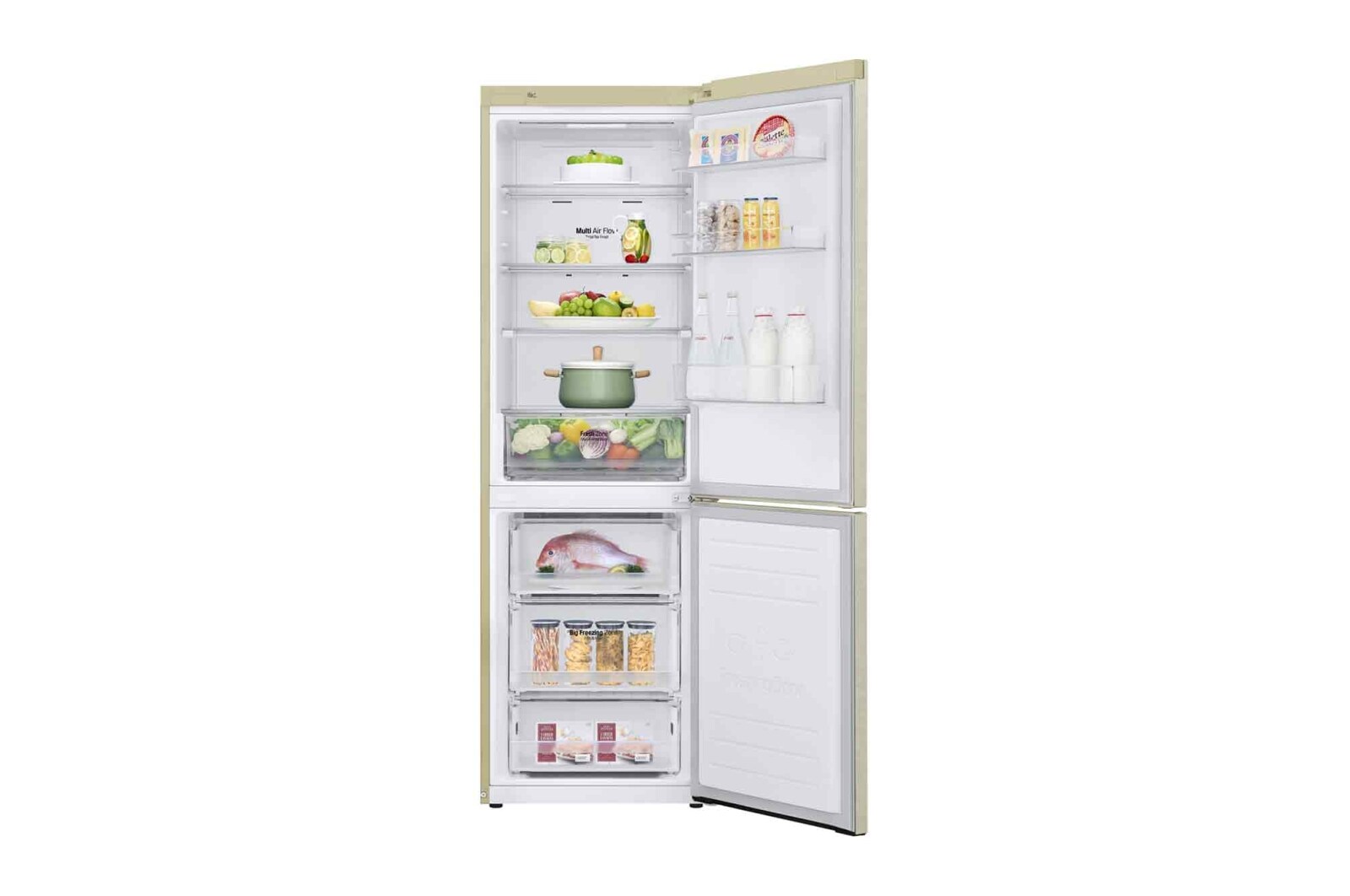 LG 341 л, Холодильник LG DoorCooling+ с нижней морозильной камерой, Инверторный Линейный компрессор, GA-B459SEQZ