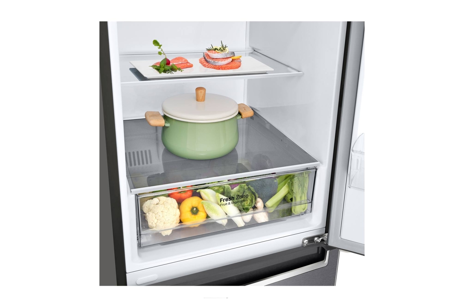 LG 341 л, Холодильник LG DoorCooling+ с нижней морозильной камерой, Смарт Инверторный компрессор, GA-B459SLCL