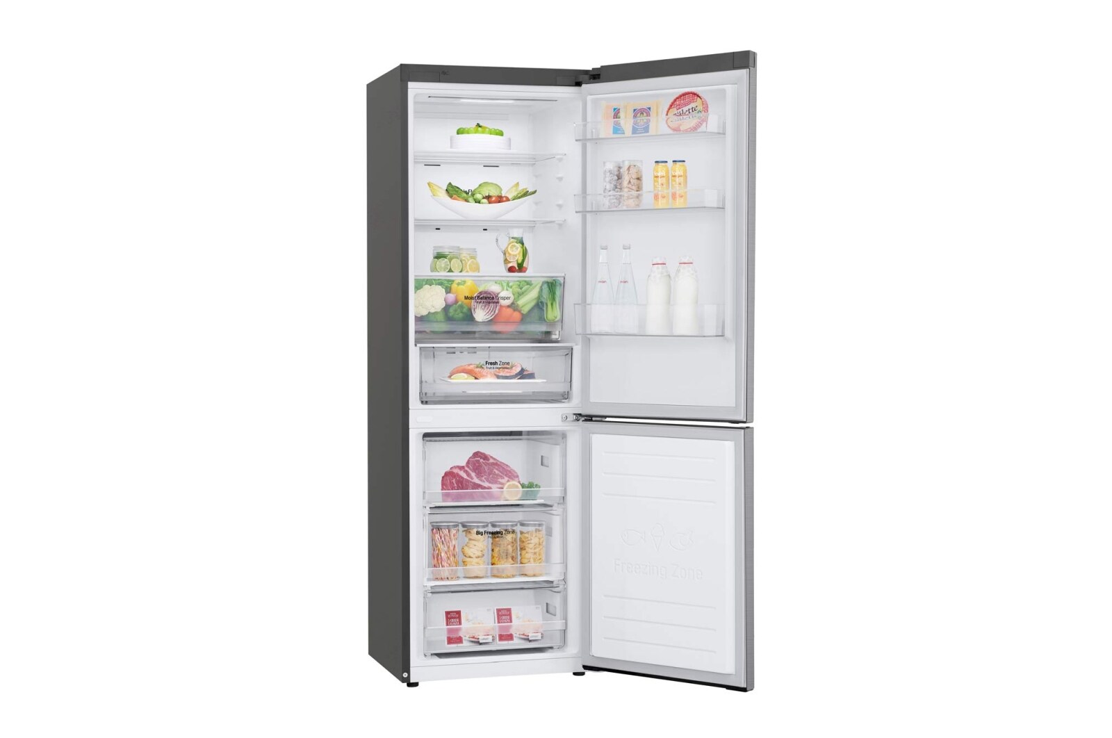 LG 341 л, Холодильник LG DoorCooling+ с нижней морозильной камерой, Инверторный Линейный компрессор, GA-B459SMHZ