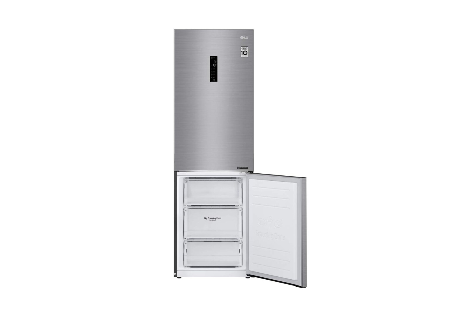 LG 341 л, Холодильник LG DoorCooling+ с нижней морозильной камерой, Инверторный Линейный компрессор, GA-B459SMHZ