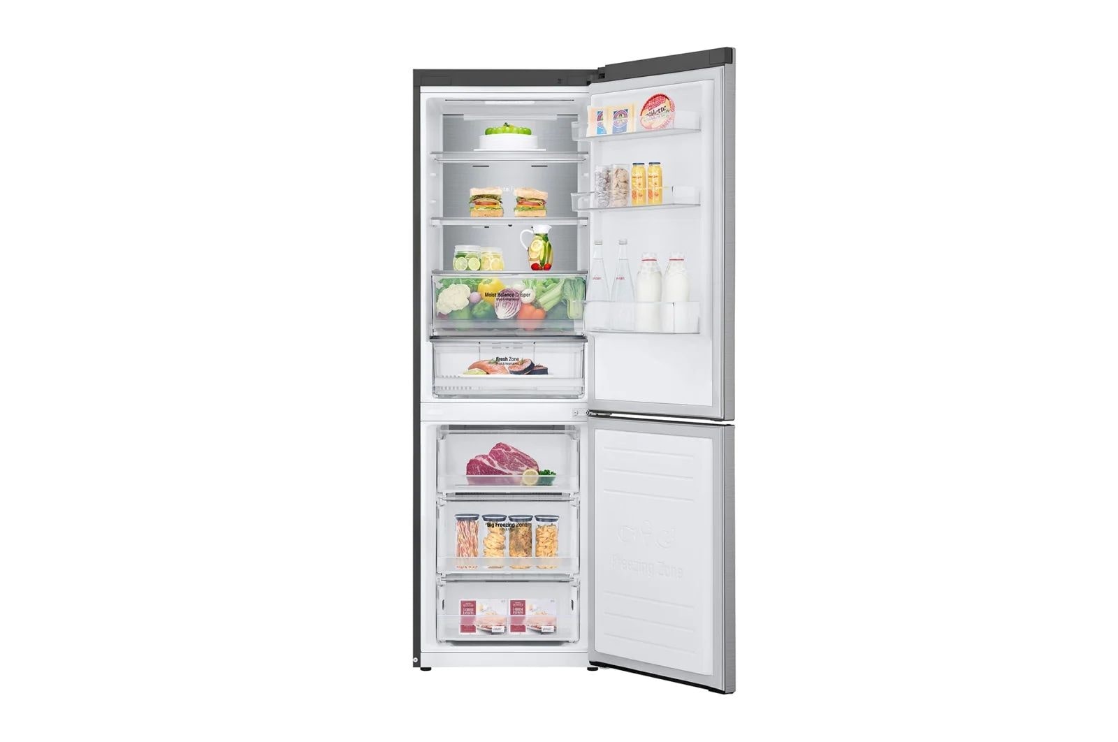 LG Объем 374л | DoorCooling+ | Бежевый | Сенсорный дисплей, LG ThinQ, Wi-Fi, Складная полка, GA-B459SEQM