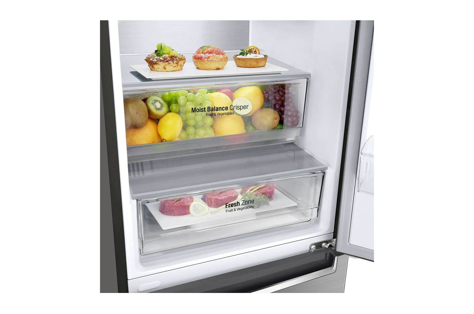 LG Объем 374л | DoorCooling+ | Бежевый | Сенсорный дисплей, LG ThinQ, Wi-Fi, Складная полка, GA-B459SEQM