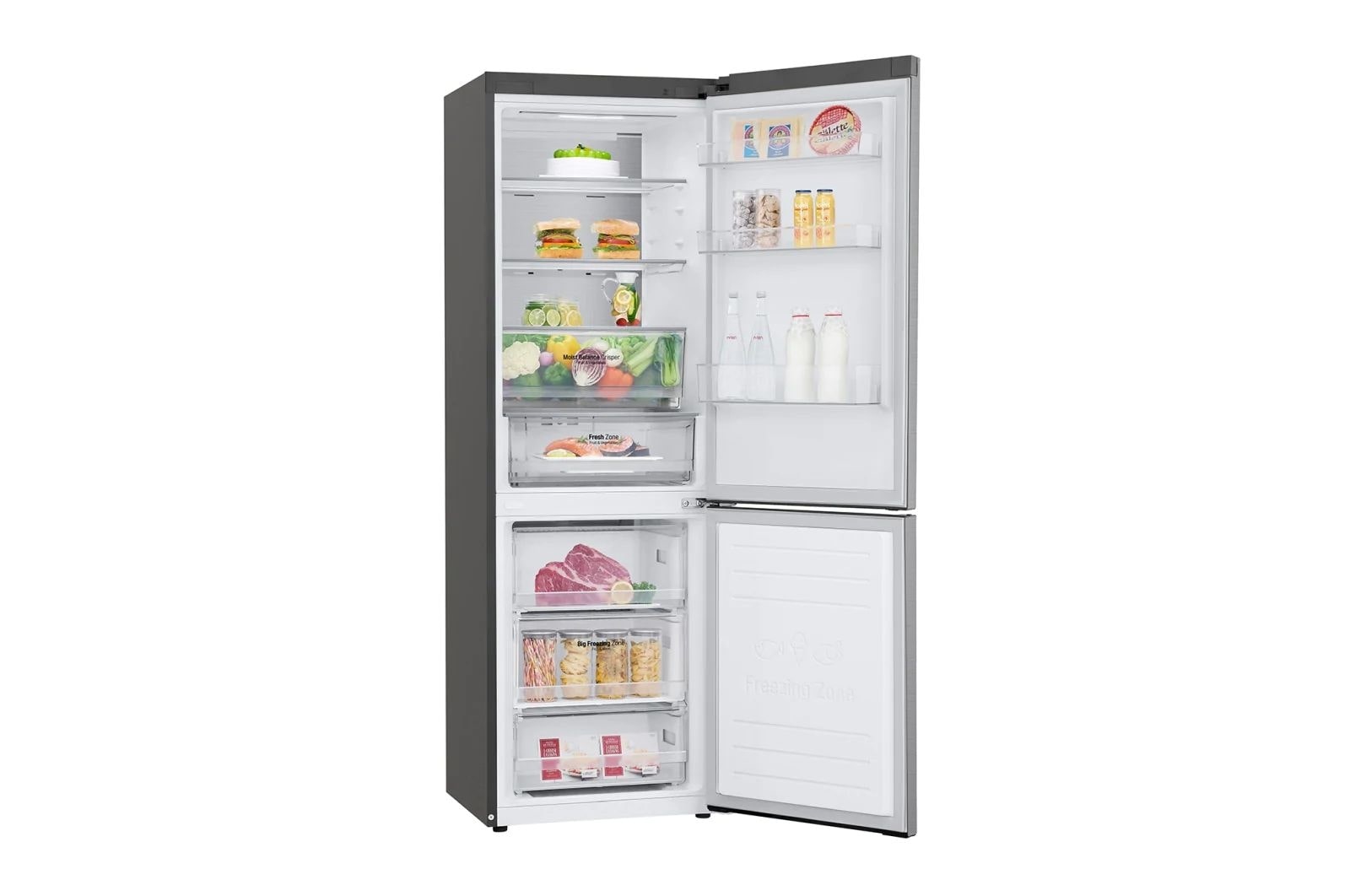 LG Объем 374л | DoorCooling+ | Бежевый | Сенсорный дисплей, LG ThinQ, Wi-Fi, Складная полка, GA-B459SEQM