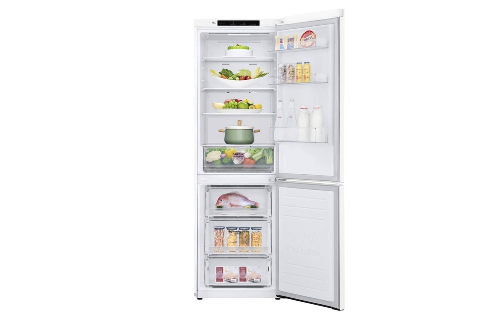 LG 341 л, Холодильник LG DoorCooling+ с нижней морозильной камерой, Смарт Инверторный компрессор, GA-B459SQCL