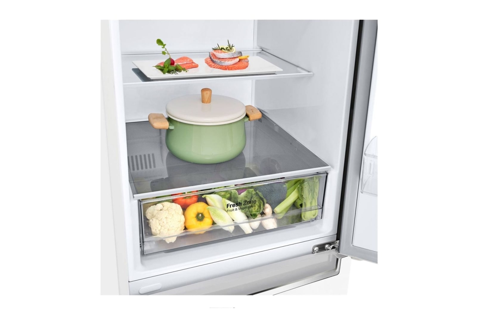 LG 341 л, Холодильник LG DoorCooling+ с нижней морозильной камерой, Смарт Инверторный компрессор, GA-B459SQCL