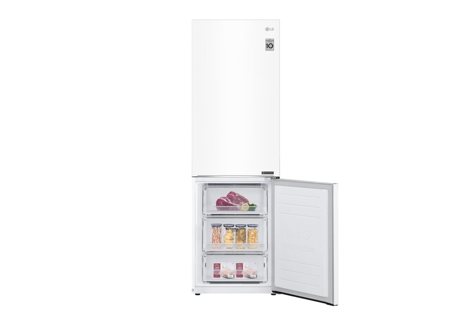 LG 341 л, Холодильник LG DoorCooling+ с нижней морозильной камерой, Смарт Инверторный компрессор, GA-B459SQCL