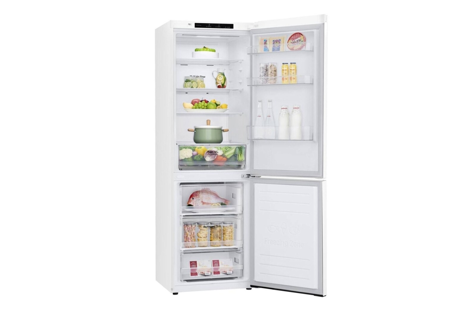 LG 341 л, Холодильник LG DoorCooling+ с нижней морозильной камерой, Смарт Инверторный компрессор, GA-B459SQCL