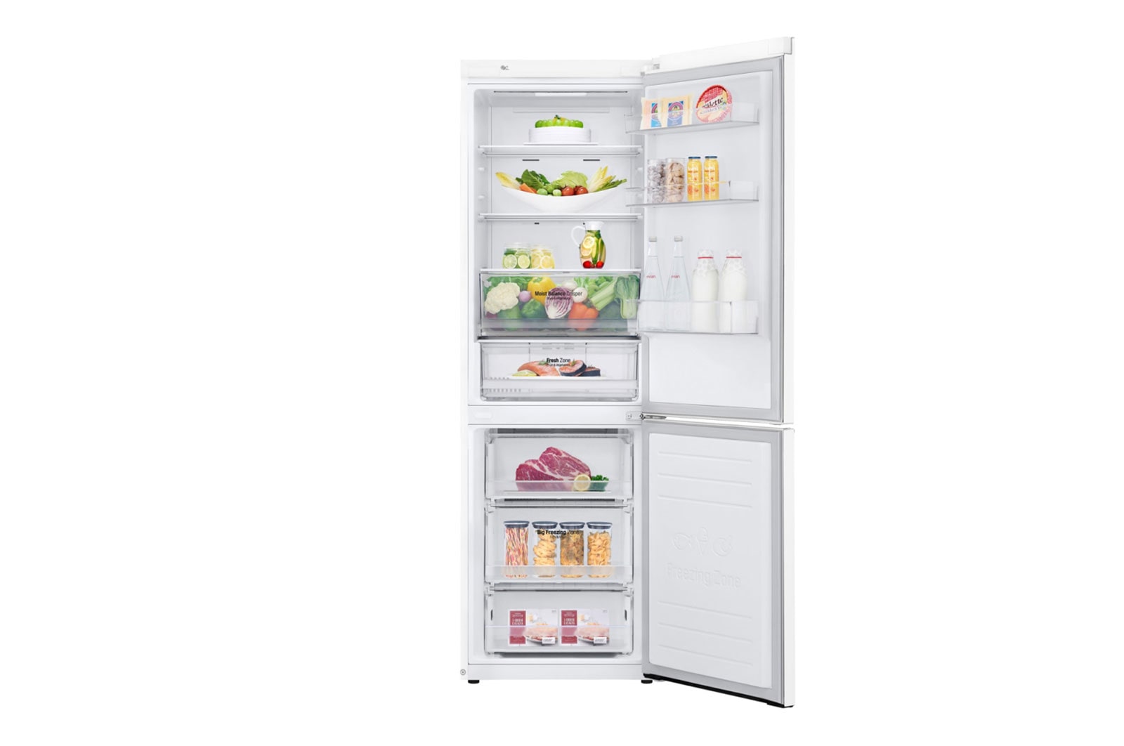 LG 341 л, Холодильник LG DoorCooling+ с нижней морозильной камерой, Инверторный Линейный компрессор, GA-B459SQHZ