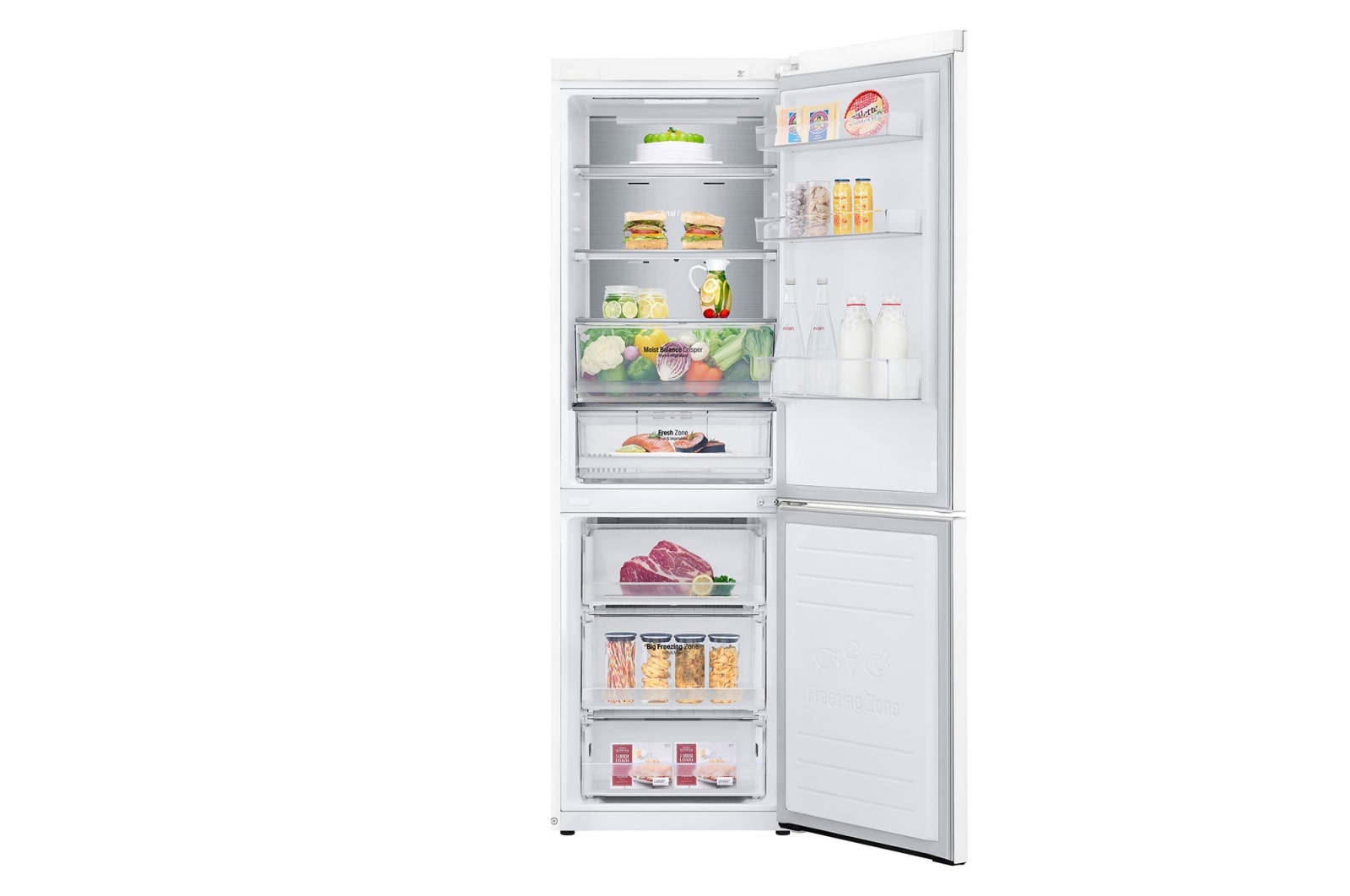 LG 341 л, Холодильник LG DoorCooling+ с нижней морозильной камерой, Смарт Инверторный компрессор, GA-B459SQQM