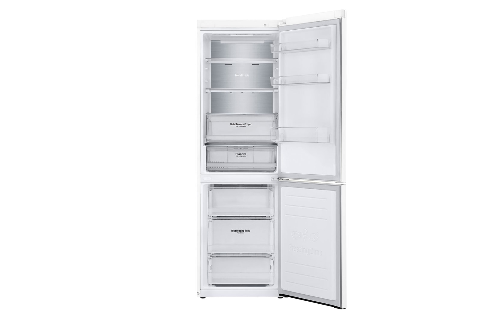 LG 341 л, Холодильник LG DoorCooling+ с нижней морозильной камерой, Смарт Инверторный компрессор, GA-B459SQQM