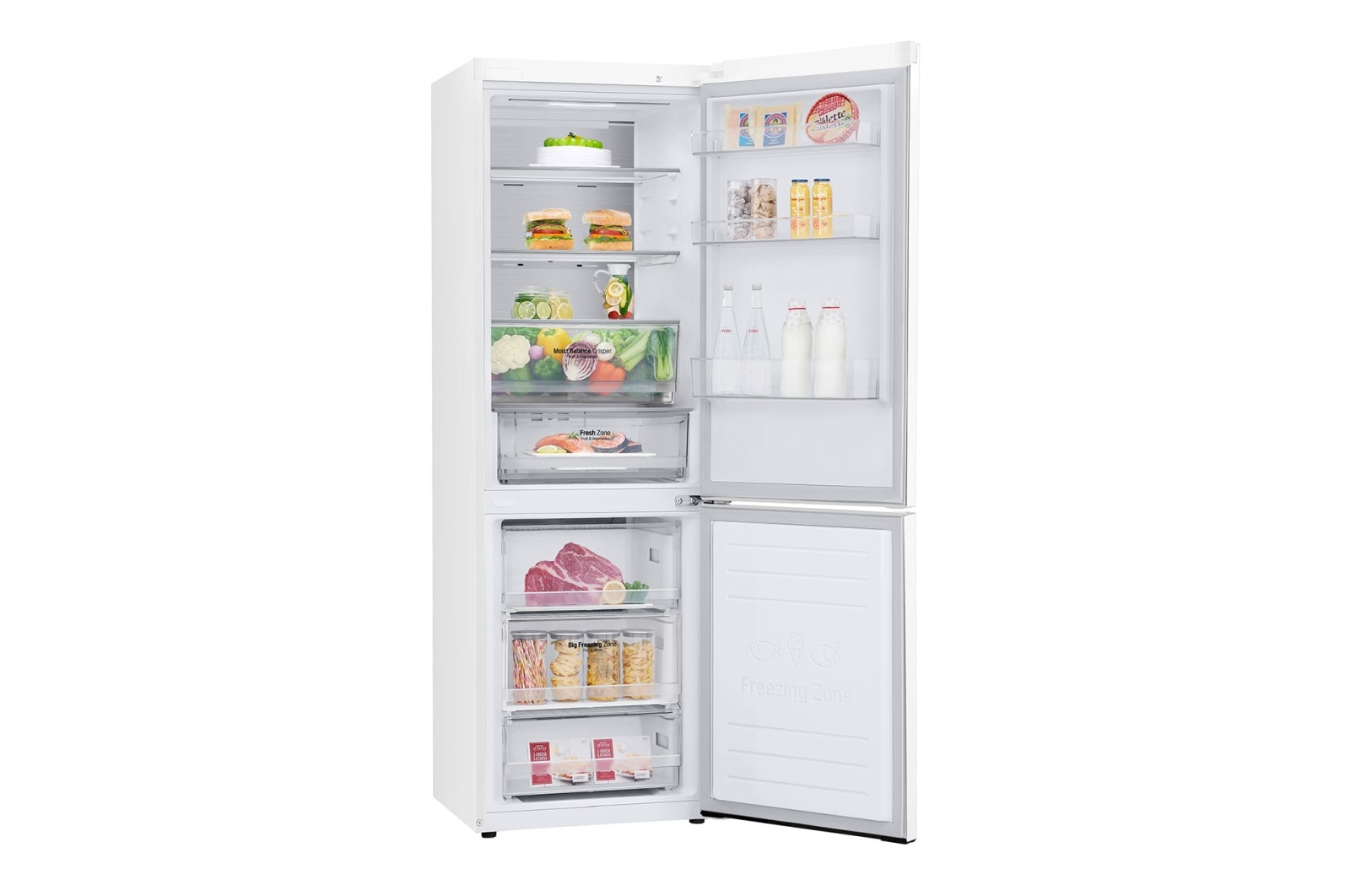 LG 341 л, Холодильник LG DoorCooling+ с нижней морозильной камерой, Смарт Инверторный компрессор, GA-B459SQQM