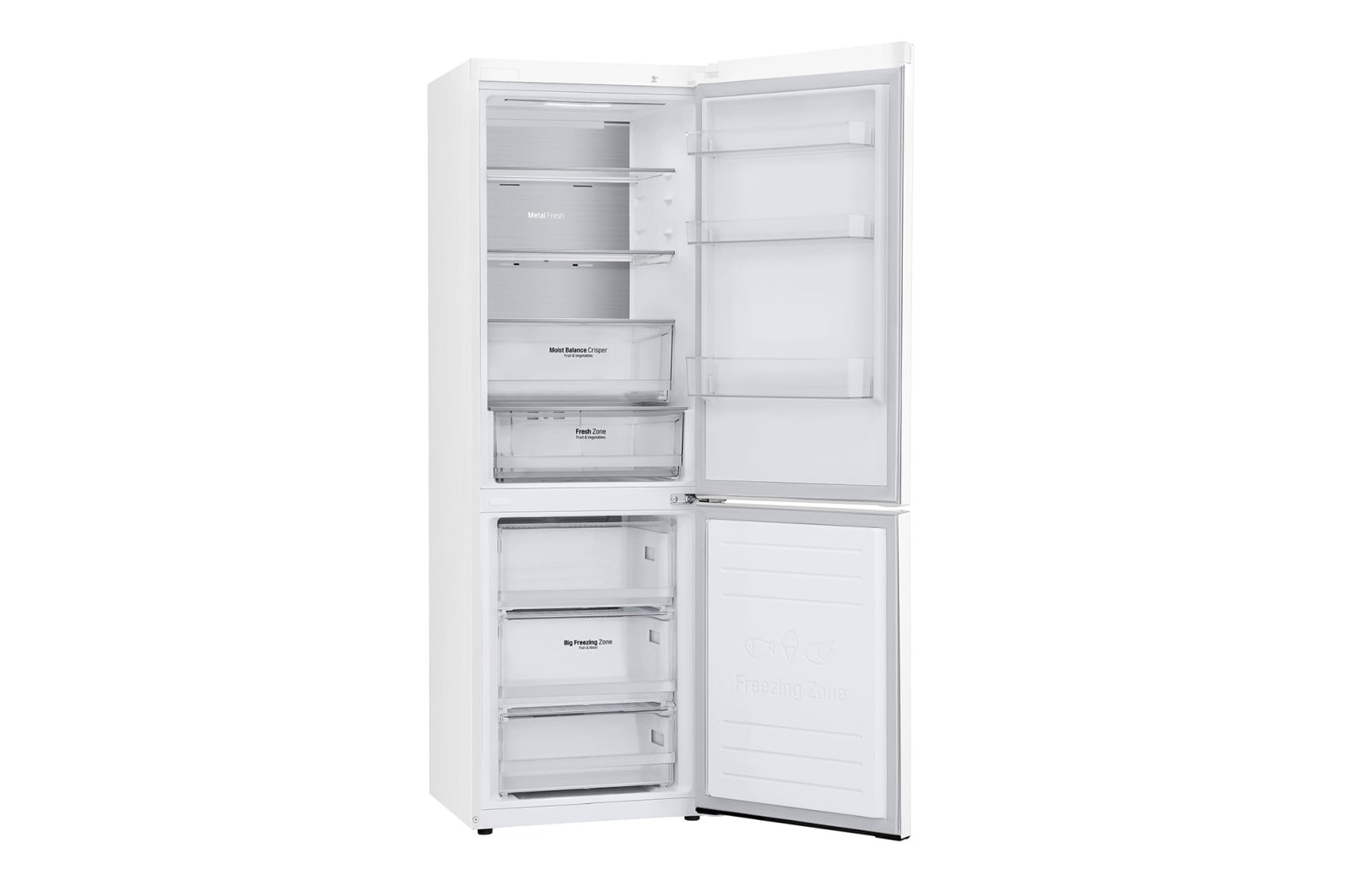 LG 341 л, Холодильник LG DoorCooling+ с нижней морозильной камерой, Смарт Инверторный компрессор, GA-B459SQQM