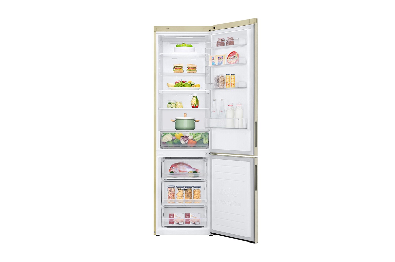 LG 384 л, Холодильник LG DoorCooling+ с нижней морозильной камерой, Смарт Инверторный компрессор, GA-B509CESL