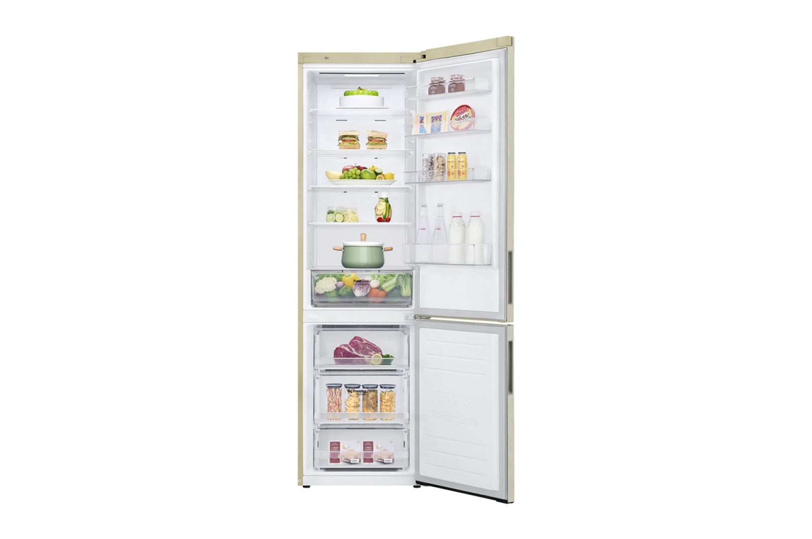 LG 384 л, Холодильник LG DoorCooling+ с нижней морозильной камерой, Смарт Инверторный компрессор, GA-B509CEWL