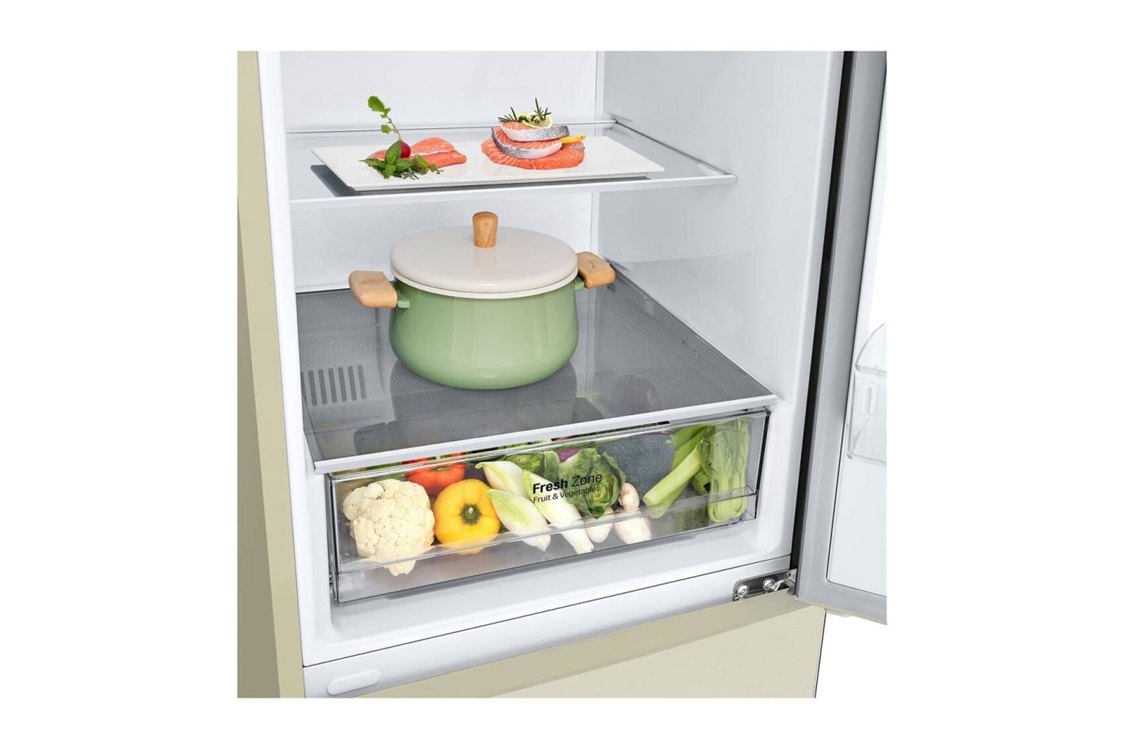 LG 384 л, Холодильник LG DoorCooling+ с нижней морозильной камерой, Смарт Инверторный компрессор, GA-B509CEWL