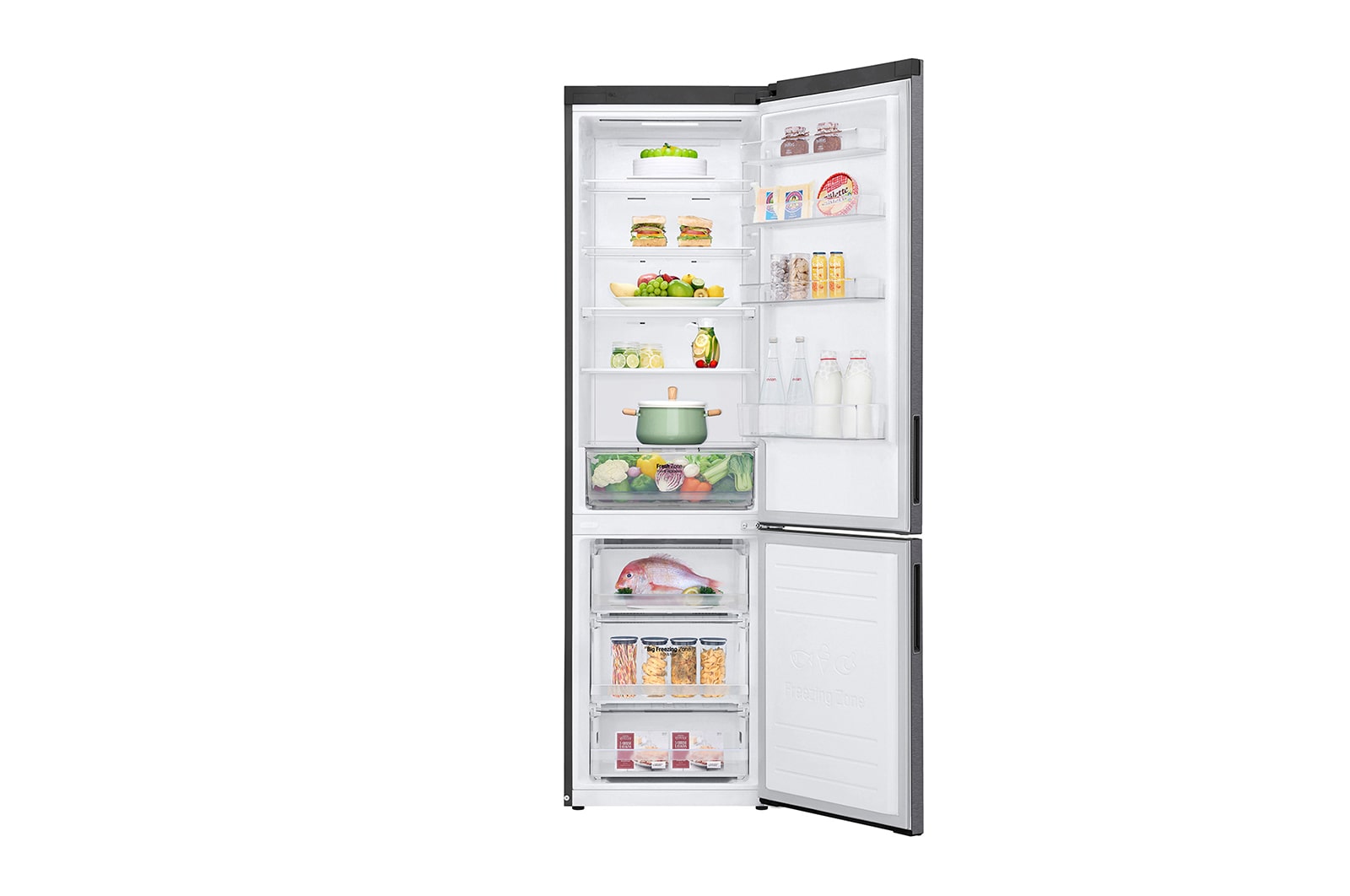 LG 384 л, Холодильник LG DoorCooling+ с нижней морозильной камерой, Смарт Инверторный компрессор, GA-B509CLSL