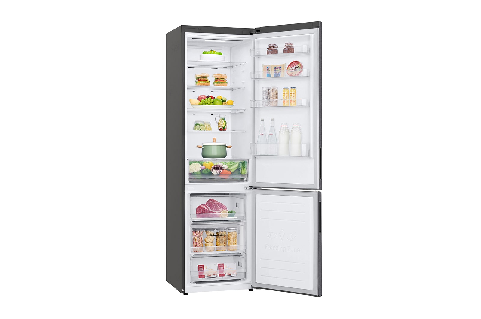 LG 384 л, Холодильник LG DoorCooling+ с нижней морозильной камерой, Смарт Инверторный компрессор, GA-B509CLSL