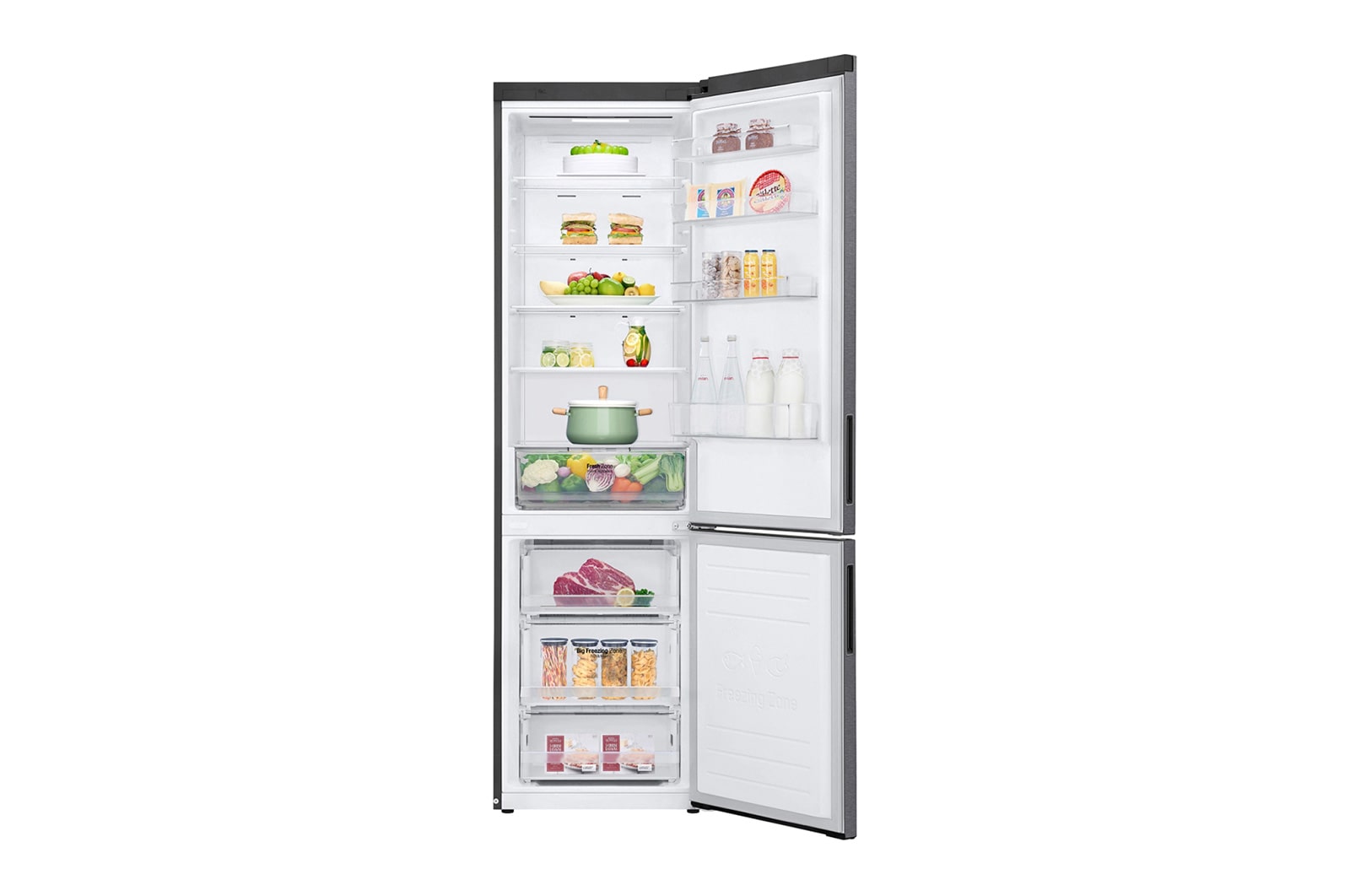 LG 384 л, Холодильник LG DoorCooling+ с нижней морозильной камерой, Смарт Инверторный компрессор, GA-B509CLWL