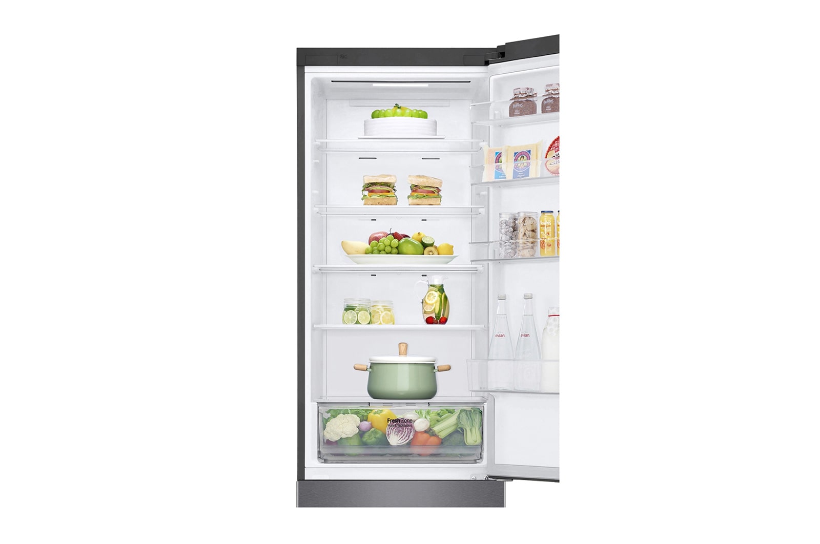 LG 384 л, Холодильник LG DoorCooling+ с нижней морозильной камерой, Смарт Инверторный компрессор, GA-B509CLWL