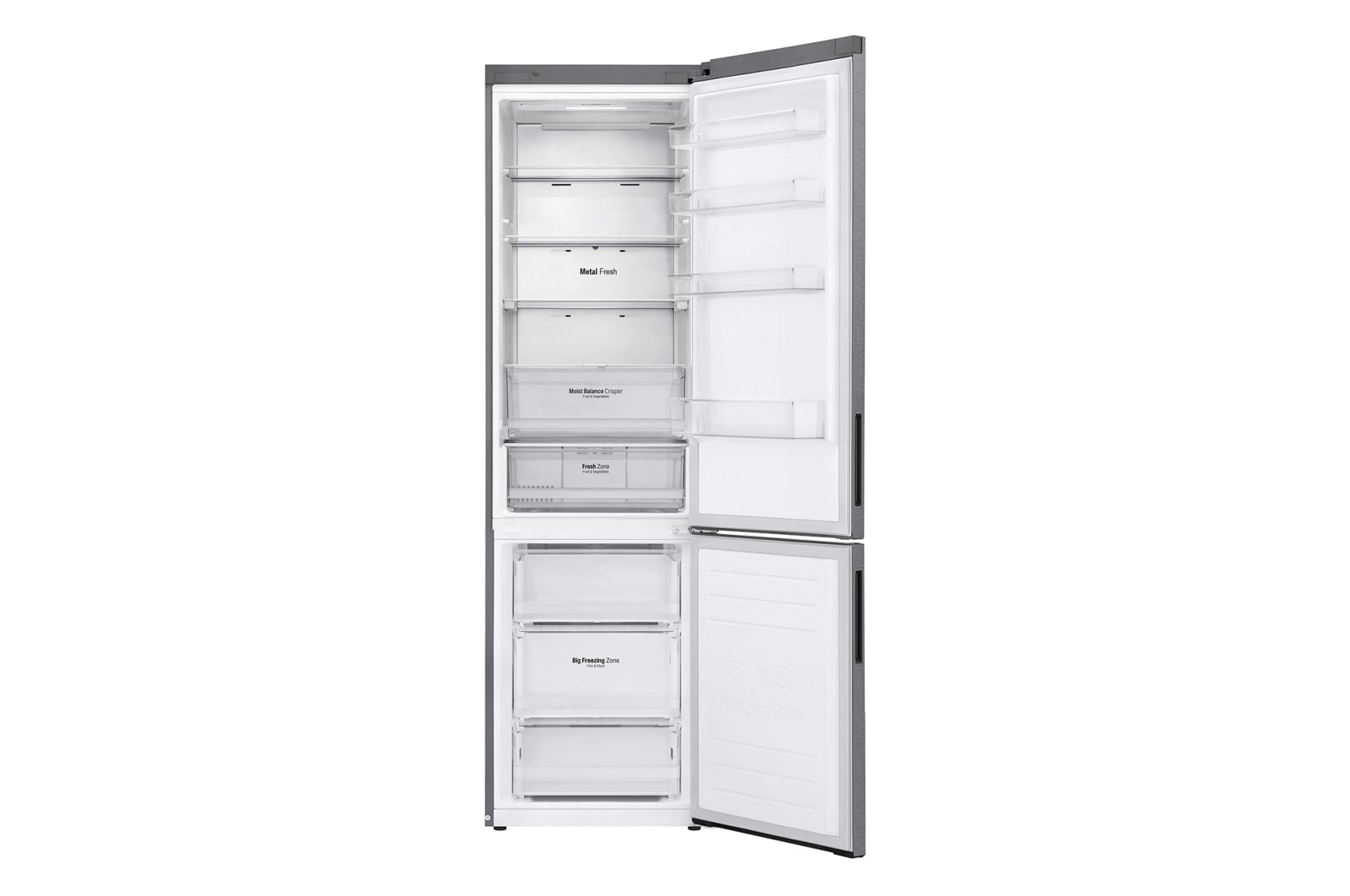 LG Объем 419л | DoorCooling+ | Серебристый | Metal Fresh, Складная полка, Moist Balance Crisper, Total No Frost, GA-B509CMTL