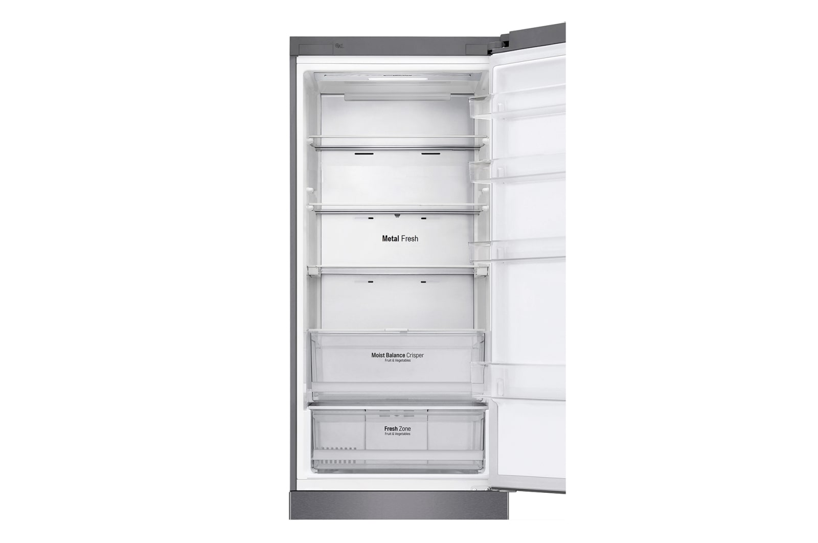 LG Объем 419л | DoorCooling+ | Серебристый | Metal Fresh, Складная полка, Moist Balance Crisper, Total No Frost, GA-B509CMTL