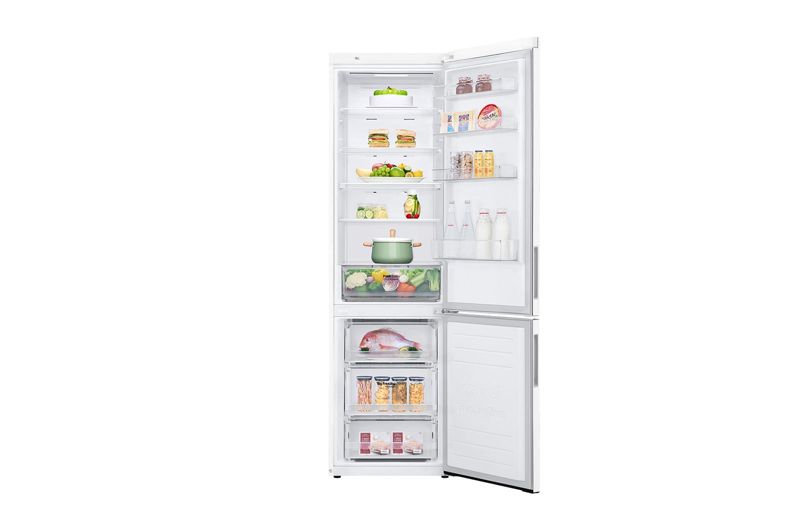LG 384 л, Холодильник LG DoorCooling+ с нижней морозильной камерой, Смарт Инверторный компрессор, GA-B509CQSL