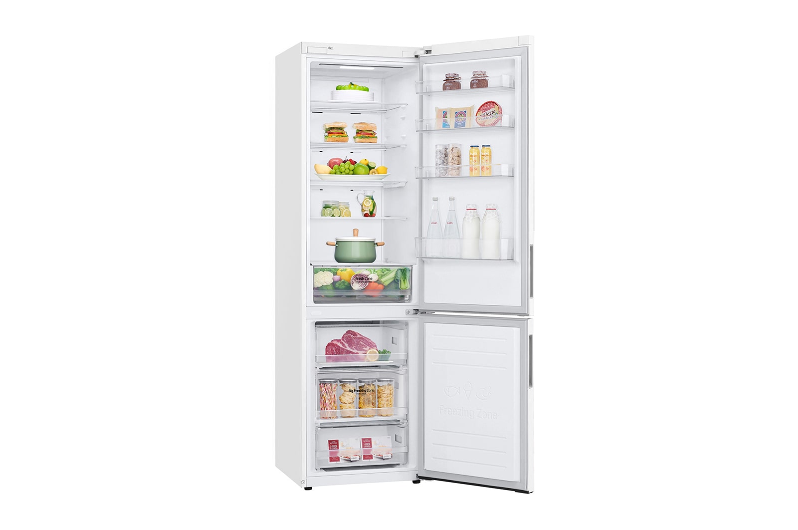LG 384 л, Холодильник LG DoorCooling+ с нижней морозильной камерой, Смарт Инверторный компрессор, GA-B509CQSL
